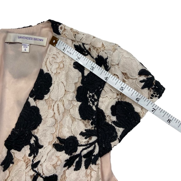 LAVENDER BROWN Fit and Flare Rose Floral Lace Jacquard Dress S - Picture 15 of 16